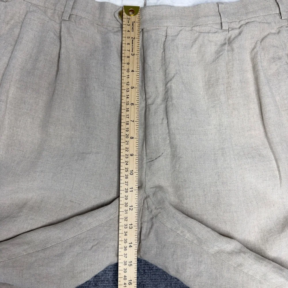 J.‎ Hilburn Pants Mens 38x32 Beige Linen Cuffed Trouser Vacation Minimalist